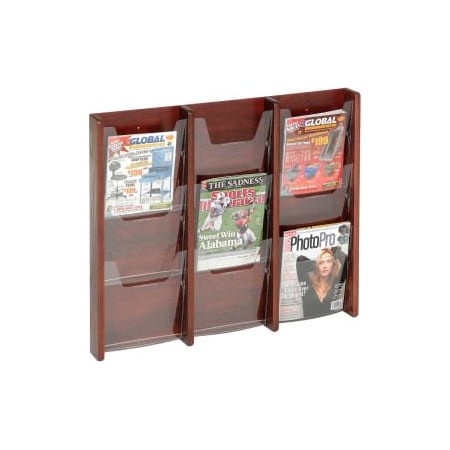 Wooden Mallet 9 Pocket Oak & Acrylic Wall Rack Mahogany MM-9MH